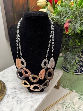 Mixed Metal Teardrop Link Necklace - Women Jewelry